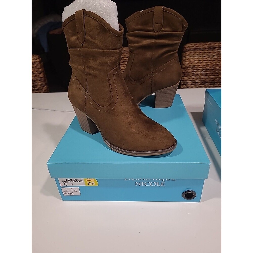 Dominique Nicole  Ankle Boots Dark Brown Womens Size 7.5M NWB